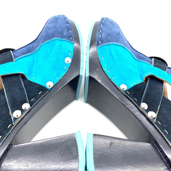 John Fluevog Summer Of Love Amor Blue Suede Shoes Clogs - Picture 6 of 12